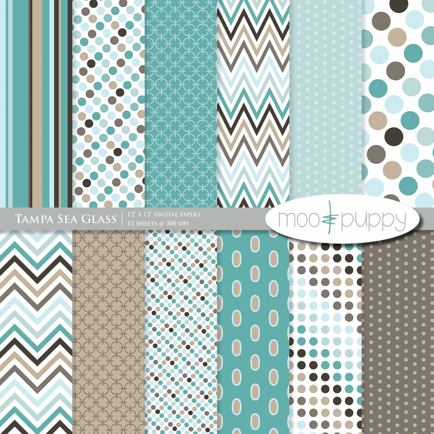 Digital Scrapbook Paper Pack Tampa Sea Glass by mooandpuppy