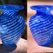 Discounted Hand Blown Glass Vase - Lapis Blue and Turquoise Twist