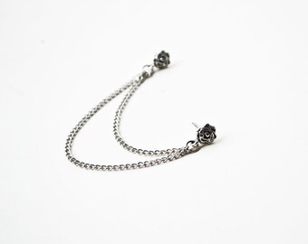 Silver Rose Double Pierce Cartilage Earring (Single-Side)