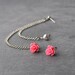 Pretty in Pink Flower Bud and Heart Multiple Pierce Silver Cartilage Earrings (Pair)