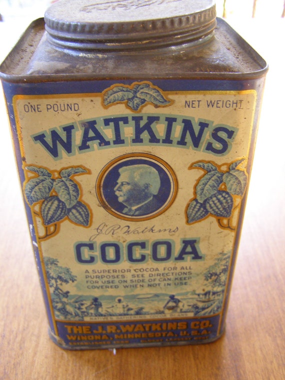 Antique early 1900s Watkins Cocoa Tin Can