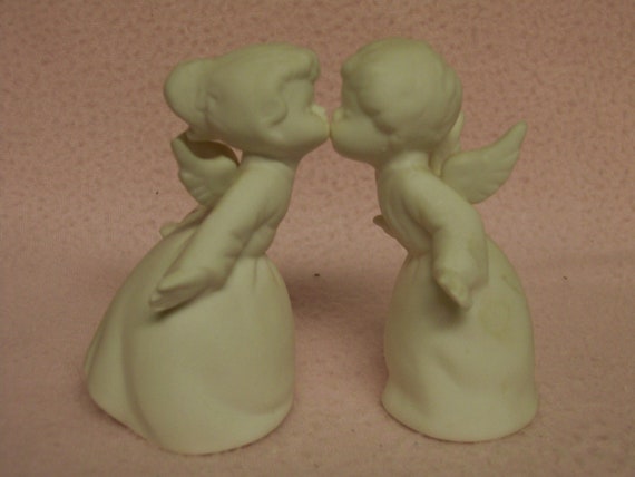 KISSING ANGEL Figurines PAIR By Schmid Bros Porcelain Made In