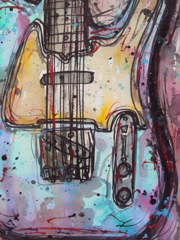 Fender Telecaster Electric Guitar Watercolor Painting