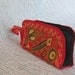 RESERVED for missmarch - Vintage Embroidered Wristlet Coin Purse Red with Retro Fish