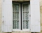 France white grey window lace curtain -  Morning calm -  fine art analog print 8 x 12