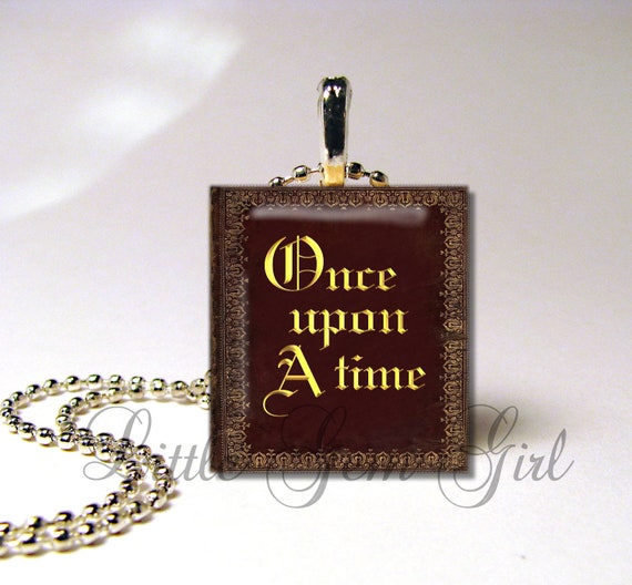 Once Upon a Time Book Scrabble Pendant Jewelry - Vintage Book Necklace - Fantasy Fairy Tale Fairytale Charm