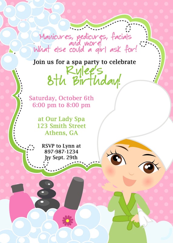 DIY Sassy Spa Party invitation by Paper Pretty Designs | Catch My Party