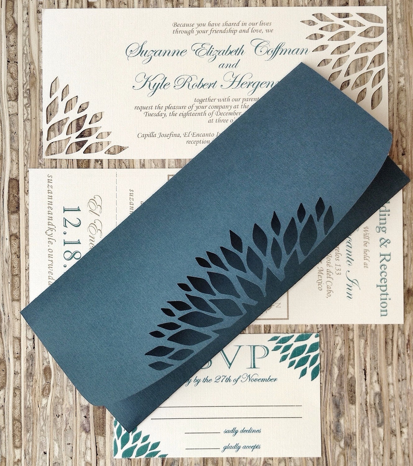 Handmade Wedding Invitation DIE Cut Ivory Simple Elegance