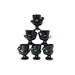 French egg cups - six glass chicken egg cups in black