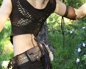 Weave Me Wings Pointed Crop Top - Elven Braided Cut Out Fairy Wings Shirt