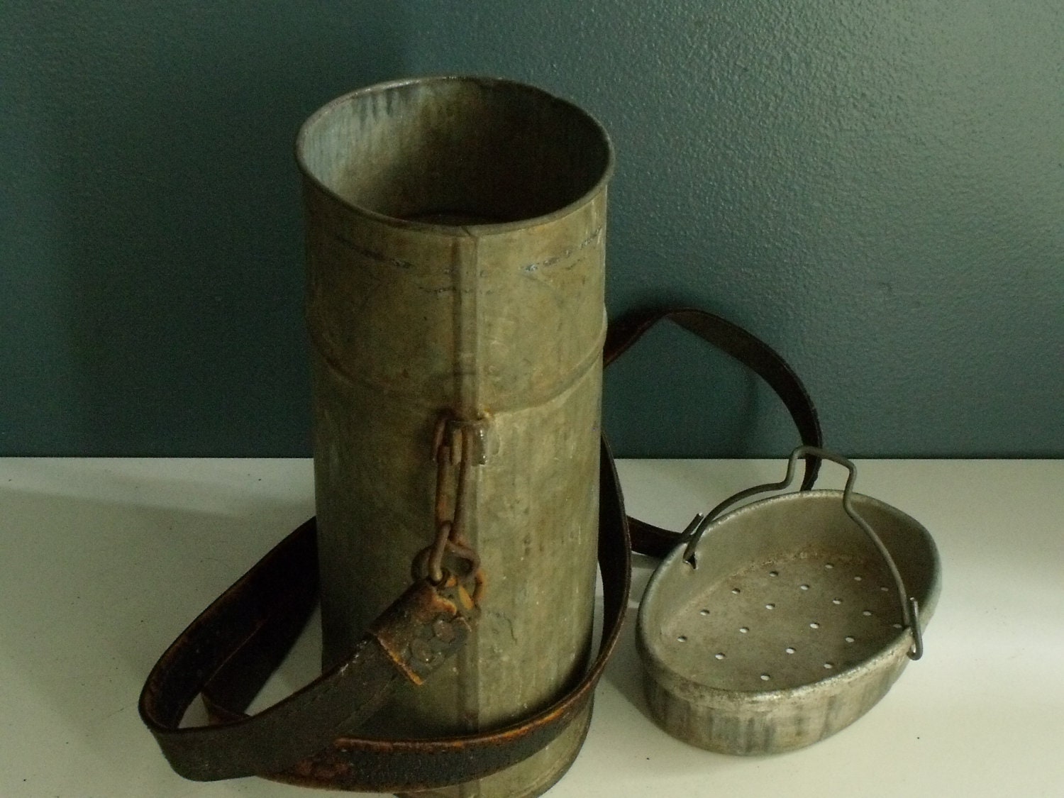 Old Pal Minnow Bait Bucket Small Oval Galvanized by KTsAttic