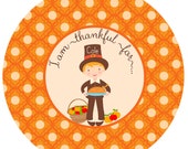 Personalized THANKSGIVING Plate, Pilgrim Boy, Melamine, custom by Libby Lane Press Il_170x135