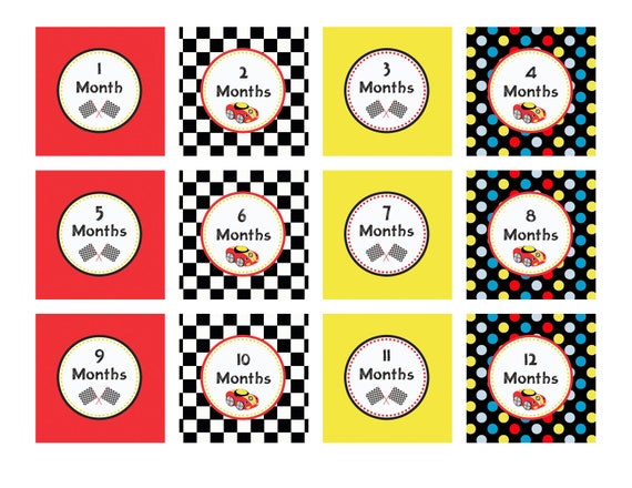 Printable 1st Year PHOTO CLIPS - MILESTONE Tags - Little Red Wagon Theme - Libby Lane Press Il_570xn