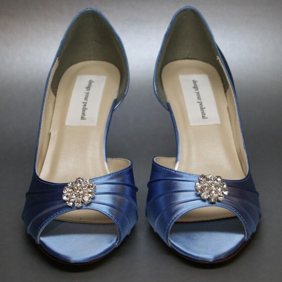 Blue Wedding Shoes Cornflower Blue Kitten Heels with Simple