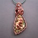 Wire Wrapped Pendant, Iridescent Botryoidal Agate in Copper on a Green Leather Cord Necklace