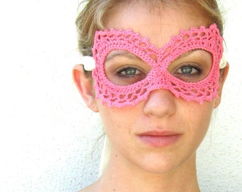 Pink Lace Mask Sexy Halloween Costume Cat Eye Mask Butterfly WIngs Mardi Gras