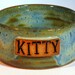 Pottery Cat Food Bowl, Blue Pet Food Dish, Handmade Ceramic Pet Dish, "Kitty"