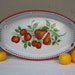 White Enamel Tray with Red Fruits and Red Trim - French Country Kitchen Decor