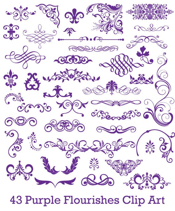 Digital Purple Flourishes for Scrapbooking by aestheticaddiction