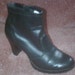 Vintage Ladies Black Zip Close Boots 3 1/2" Heel Size 7 1/2 Rocker Retro Goth Biker ONLY 8 USD