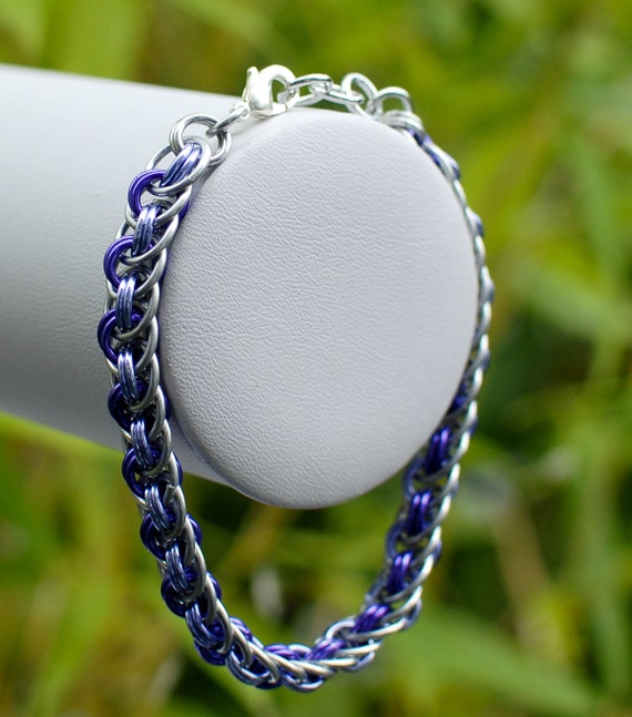 Silver Purple and Lilac Viper Basket Weave Bracelet Ready