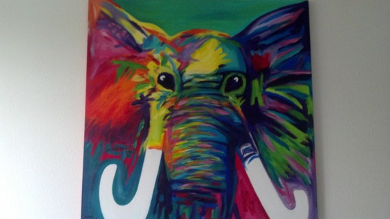 Items similar to Abstract Elephant painting on Etsy