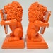 Vintage Orange Lion Bookends