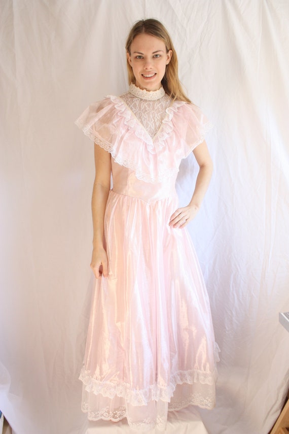 Vintage 70s Prom Dress/ Victorian Style