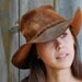 Suede cowboy hat, Minnetonka, distressed, womens or mens, small.