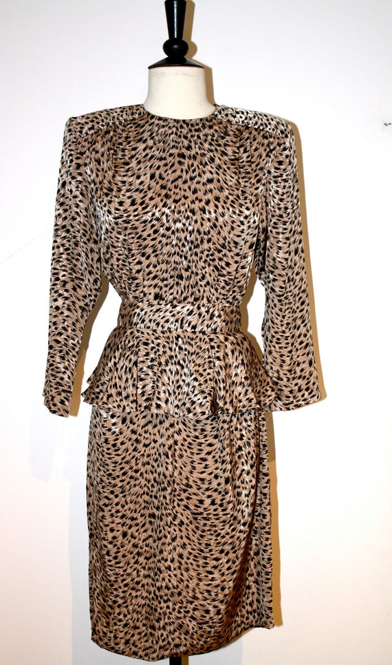 Leopard Print Dress with Peplum Waist