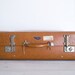 reserved for T&W - vintage large tan expandable suitcase