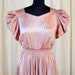 1930's Dress // Pink Satin Glamour Girl Evening Gown with Trellis Leaf Pattern