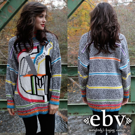 Vintage 80's Camp Beverly Hills Logo Graphic Sweater