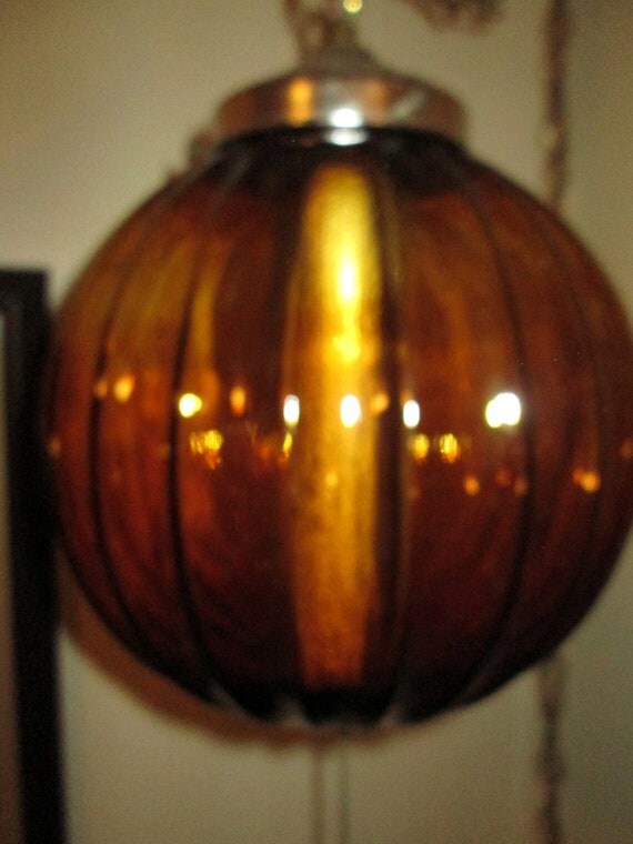 Swag LampVintage/Retro Amber Globe with Pull Chain