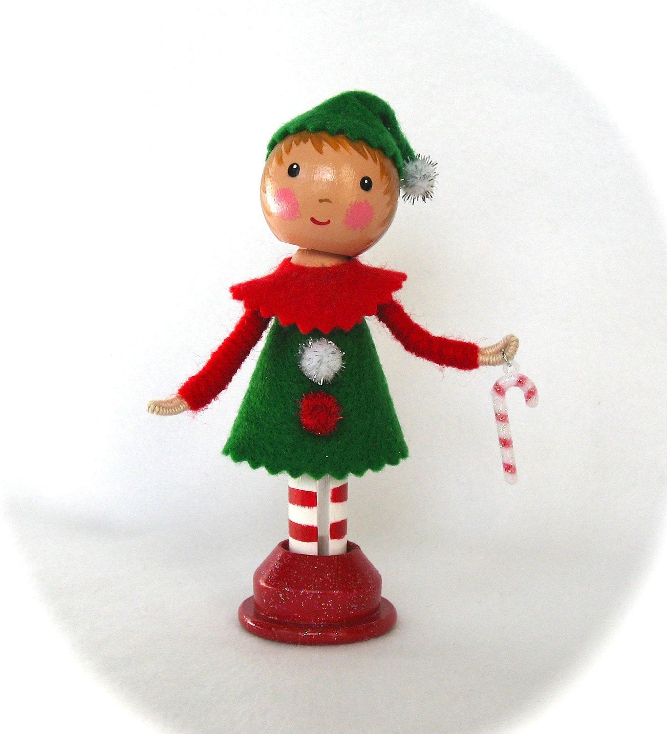 Clothespin Doll Christmas Elf by cottoncandydolls on Etsy