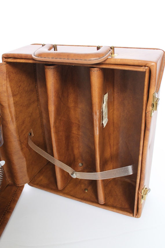 Vintage Travel Liquor Case Portable Bar Leather Drink Case