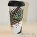 Signature Peacock Design- Classic Multi-Color - Ceramic Coffee Mug with Lid