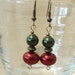 Red & Green Pearls with Bronze Christmas Earrings, Handmade, Luxury, Classic, Stylish, Original Design, Bold, Holiday, Fashion Jewelry,