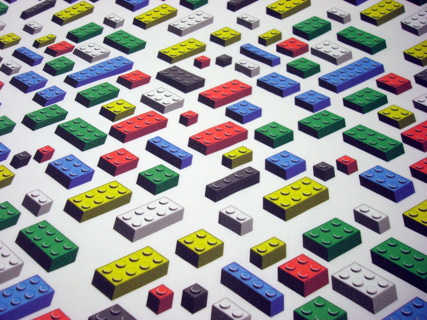 Bricks Fabric Yard lego inspired quilting cotton on white