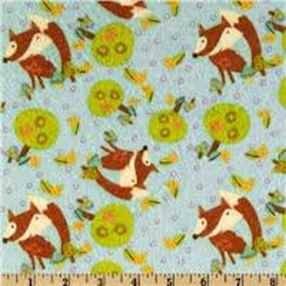 Items similar to Fox Fabric, Friendly Fox FLAnnel Fabric, Tossed Foxes ...