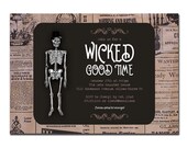 Vintage Halloween Invitation Adult Party Invitation Retro Skeleton Wicked Good Time Newspaper DIY Digital or Printed- Leto Style Il_170x135