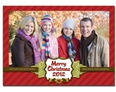 Modern Photo Holiday Card Red Stripes Merry Christmas Photo Card Greeting Card DIY Digital or Printed - Getty style Il_170x135