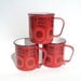 RESERVED Reserved Vintage Red Enamelware Mugs, 1970's, Rare Finnish Artist Enamel Design Coffee Cups, Finel, Arabia Pottery, Kaj Franck
