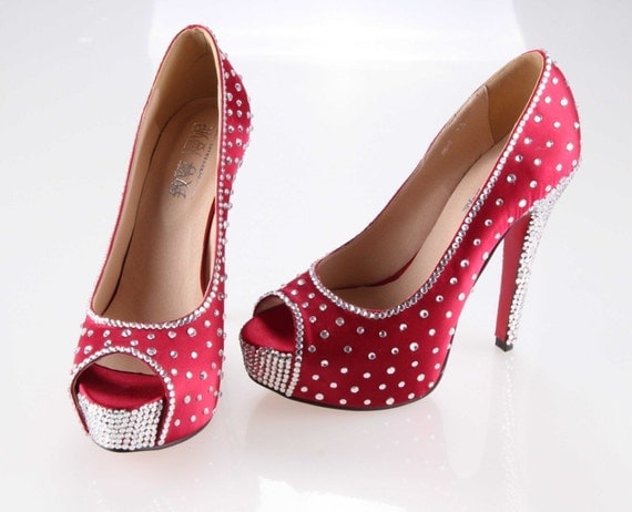 Shinning crystal shoes for Wedding or party Rainbow color rhinestones, other colors available too