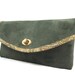 Clutch Purse, Handbag, Clutch Bag, Purse, Suede, Green, Brown