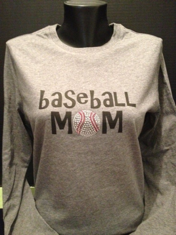 Long Sleeve Baseball Mom Bling TShirt Holiday Deals