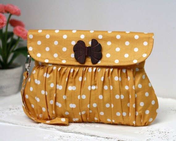 Mustard Polka Dot Clutch from Oyeta Mustard Polka Dot Clutch from Oyeta