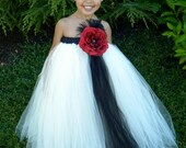 Flower Girl Tutu Dress - Ivory & Black - Evening Elegance - 5-6 Youth Girl Il_170x135