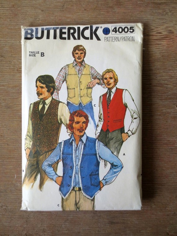 Butterick Pattern 4005 Mens Vest Vintage by ExceedinglyWellRead