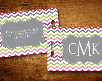 Luggage Tag - Cheery Chevron Personalized Bag/Luggage Tag